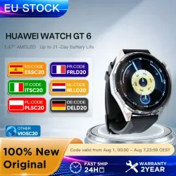 HUAWEI GT 6 46mm Smartwatch GPS 1,47'' AMOLED Touchscreen 100+ Sportmodi Kompatibel mit iOS Android Gesundheitsüberwachung