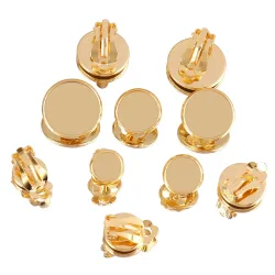10 Stück Gold Edelstahl Ohrclip Blank Base Cabochon Cameo Lünette Tablett Ohrringe Einstellung für DIY Schmuckherstellung Zubehör DIY