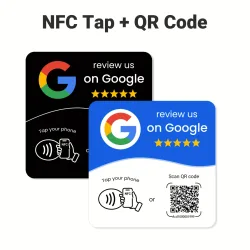 NFC 215-Quadrat programmierbar für Google Review Card NFC-Stationstabelle 13,56 MHz QR-Code bearbeitbare Standkarte