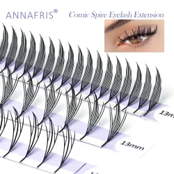 ANNAFRIS Comic Spire Wimpernverlängerung, vorgefertigte Fächer, natürlicher Kaschmir, Manga, falsche Wimpern, natürliche weiche Federform, Pteris Lash