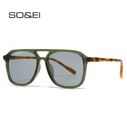 SO&EI Retro Doppel Brücken Männer Quadratische Sonnenbrille Mode Blau Grün Shades UV400 Frauen Trend Gradienten Sonnenbrille