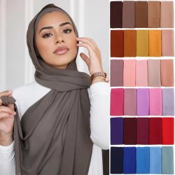 Muslimische Chiffon-Hijabs für Frauen, lange, einfarbige Kopftücher für Damen, Schals, muslimische Schleier, Hijab