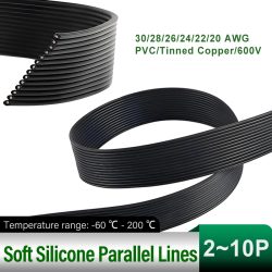 2P 4P 6P 8P 10P Flexibles Silikonbandkabel Hochtemperaturbeständiges, extra weiches Verbindungskabel 30/28/26/24/22/20 AWG