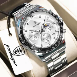 POEDAGAR Top Business Herren-Armbanduhr Leuchtend Wasserdicht Edelstahl Luxus Herrenuhr Chronograph Datum Quarz Mode Herrenuhren Reloj Hombre