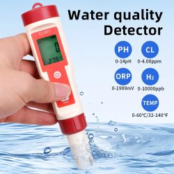 5-in-1-Chlormessgerät PH-Messgerät ORP H2 Temp Cl2 Detektor Wasserqualitätsmonitor Testwerkzeug Filter für Schwimmbad SPA Wasser