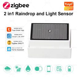 2-in-1 Tuya Zigbee Regensensor mit Lichtdetektor IPX4 Wasserdichter Regendetektor für den Außenbereich funktioniert mit Smart Life Home Assistant Z2M