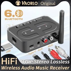 Bluetooth 6.0 Audio-Empfänger USB U-Disk Musik-Wireless-Adapter mit HD-Mikrofonantenne 3,5mm AUX RCA HIFI Stereo für Auto-Lautsprecher und Verstärker