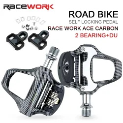 RACEWORK Rennrad Pedal Carbon Faser Muster Ultra Licht Lager Pedal Für SPD Keo Selbstsichernde Fahrrad Professionelle Pedale