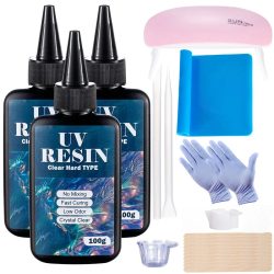 100 g/250 g klares UV-Harz-Set, harter Typ, eine Minute, ultraviolett, solarbetrieben, schnell aushärtendes Epoxidharz zum Gießen von Formen, Schmuck, Basteln, DIY