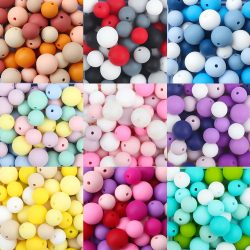 20 Stück 12 mm Silikonperlen, 9 mm, 15 mm, runde lose Perlen für DIY-Schlüsselanhänger, Schmuckherstellung, Halskette, Armband, Zubehör. Wählen Sie die Farbe