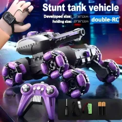 4-Rad-Stunt-RC-Auto, 2,4 G, umwandelbares Roboter-Panzer-Spielzeug mit LED-Licht, rotierender Drift für Jungen und Mädchen, Geschenk zum Spielen im Freien