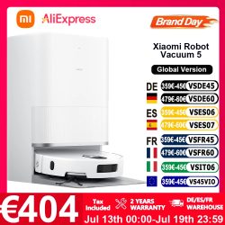 Xiaomi, Globale Version Xiaomi Robot Vacuum 5 (X20+ Upgrade) mit intelligenter Sprachsteuerung, App-Steuerung, 20000Pa stärkster Xiaomi-Saugkraft, intelligentem Reinigungspfad, erweiterbarem Doppelroboterarm