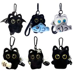 Niedlicher schwarzer Katzen-Plüschtier-Schlüsselanhänger, Cartoon-Kätzchen, weicher gefüllter Puppenanhänger, Autoschlüssel, Rucksack, Taschendekoration