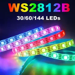 WS2812B 5050 RGBIC Smart LED-Streifen WS2812 Individuell adressierbarer IC 30/60/144 Pixel/LEDs/m Licht DC5V Schwarz Weiß IP30/65/67