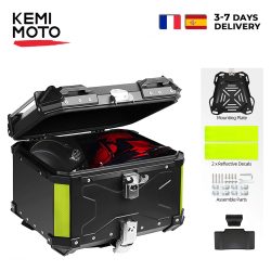 KEMIMOTO Motorrad-Topcase Universeller Aluminium-Koffer Motorrad-Heckbox 45L 55L 65L Wasserdicht mit Schloss & Rückenkissen