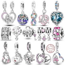 Charms-Perlen aus 925er-Sterlingsilber, Baum des Lebens, Pfirsich-Herz, süße Liebe, passend für Anhänger, Armbänder, Halsketten, Damen, Schmuck, Geschenk
