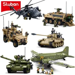 2026 Sluban Militär-Jahresneuheiten Baustein-Sammelset Klassische Panzer, Panzerfahrzeuge, Hubschrauber Modellspielzeug Geschenk