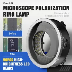 Professionelles IFixes IL37 Polarisiertes LED-Ringlicht mit 96 Perlen, Einstellbarer Antireflexions-Beleuchtungsgerät für Mikroskop-Zubehör