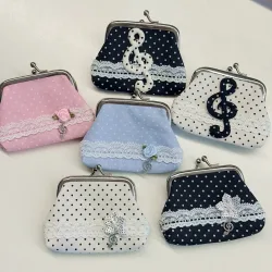 Niedliche Y2k-Münzbörsen für Damen, kleine Geldbörse mit Wellenmuster, handgefertigte Spitze, Showa-Rose, Vintage-Tasche, Anhänger, Kopfhörer-Tasche, Geldbörse