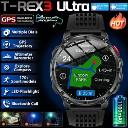 2026 neue T-Rex3 Pro 1100 mAh Batterie Smart Uhr GPS Path 5ATM Wasserdichte Sport Run Tracker Im Freien Kompass militärische Smartwatch