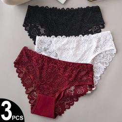 3 Teile/satz Luxus Floral Stickerei Spitze Höschen Frauen Slip Sexy Hohl Dessous Weibliche Unterwäsche Damen Atmungsaktive Unterhose