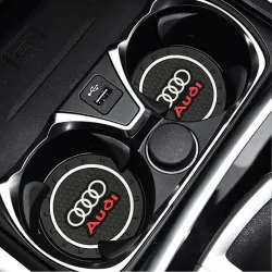 2 Stück Auto Silikon Anti-Rutsch-Getränkehalter-Matte Auto-Untersetzer Dekoration für Audi Sline Quattro S A4 B8 A3 8P A6 C7 TT RS3 8V A1 A5 C6