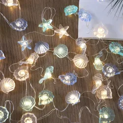 2M 20LED Ozean-Muschel-Seestern-Lichterkette Unterwasser-Feenlicht Kleine Meerjungfrau Hochzeit Kindergeburtstag Partydekoration