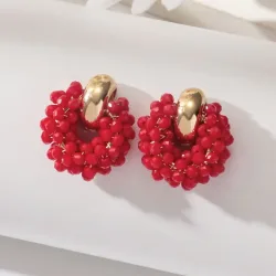 Boho Elegante runde Kristall Perlen Tropfen Ohrringe für Frauen Luxus Mode Geometrische Baumeln Sommer Strand Party Schmuck