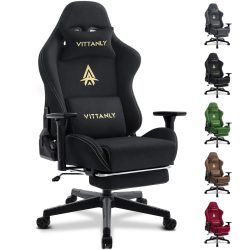 Vittanly Gaming-Stuhl, atmungsaktiver Bürostuhl aus hochwertigem Stoff, neuer verstellbarer und drehbarer Schreibtischstuhl mit Fußstütze