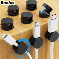 6 Stück Magnetische Kabelclips Glatter Verstellbarer Kabelhalter Kabelorganisator Halterung Unter Schreibtisch Kabelmanagement