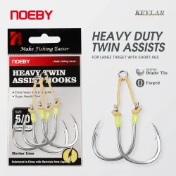 Noeby Heavy Duty Twin Assist Metall-Jig-Haken, großes Ziel mit Shore-Jigs, super-Nadelspitze, scharfer, hochfester Meeresangelhaken