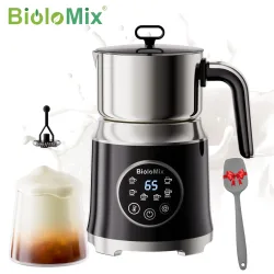 BioloMix 6-in-1 Elektrischer Milchaufschäumer, Abnehmbarer Dampfgarer ? Automatischer Heiß-/Kaltschaum-Hersteller für Kaffee, Latte & Heiße Schokolade