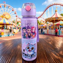 Wasserflasche mit Cartoon-Figur, tragbarer Outdoor-Trinkbecher mit Strohhalm für Kinder ? Mädchen, Sommersport, auslaufsicher, niedlich