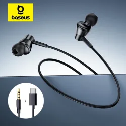 BASEUS, Baseus Encok CZ11/HZ11 Kabelgebundene Kopfhörer Typ C/3,5-mm-Klinkenstecker Kabelgebundene Kopfhörer mit Mikrofon 120 ° Winkel für Laptop, Computer, Tablet, Telefon