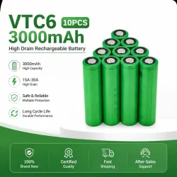 Original 18650 VTC6 Lithium-Ionen-Akku 3,7V 3000mAh 30A Entladung, geeignet zum Ersetzen von Akkus in Elektrowerkzeugen wie Schraubendrehern.