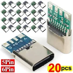 1/10/20 Stück Elektrische Anschlussklemmen zum Schweißen, DIY-Datenkabelhalterung, PCB-Platinen-Typ-C-Buchsenanschlüsse mit Dual-5,1K-Widerständen