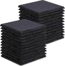 Dofiki Schiefer-Untersetzer, 8/12/24/48/96 Stück quadratische Untersetzer, schwarze Untersetzer aus Naturstein (10 x 10 cm), können lasergraviert werden