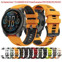 Quickfit Original 20 22 26 mm Silikonarmband für Garmin Fenix 7 7s 7X8 AMOLED 43 47 51 Forerunner 970 570 965 955 945 935 Band