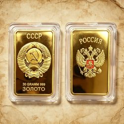 CCCP Russland 30g Vergoldeter Legierungsbarren Sowjetunion-Emblem Replik Sammlerstück Souvenir-Barren Geschenk