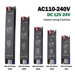 Ultradünne Beleuchtungstransformatoren 110 V 220 V auf 12 V 24 V 60 W 100 W 200 W 300 W 400 W für CCTV-LED-Streifen-Netzteil-Adapter-Treiber