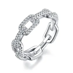 Stapelbarer Ring aus 925er-Sterlingsilber mit geometrischem Zirkonia für Damen, trendiges, platiniertes Marken-Party-Schmuckzubehör