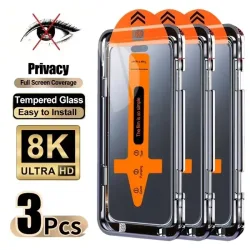 3 Stück Anti-Spionage-Schutzfolie aus gehärtetem Glas für iPhone 17 Pro 16 15 18 Pro Max 13 12 Mini 11 14 16e 7 Plus Air XR Sichtschutz-Displayschutz