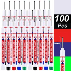 4?100 Stück, 2 cm, wasserdicht, langer Kopf, Tiefloch-Markierungsstift für Metall, Schreiner, Rot/Schwarz/Blau/Grün/Weiß, Holzbearbeitungswerkzeuge