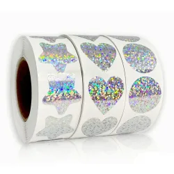 Exquisite 50-500 Stück Laser Blank Love Heart Stars Runde Aufkleber Handgemachte Dekoration Urlaub Geburtstag Party Siegeletikettenaufkleber