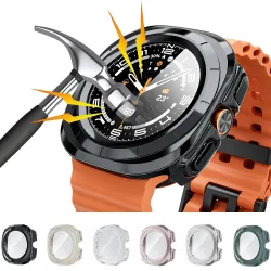 Hülle für Samsung Galaxy Watch Ultra 47mm Zubehör, gehärtetes Glas Displayschutzfolie, harter Stoßfänger, Galaxy Watch Ultra 2025 Cover