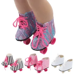 8CM Puppe Rollschuhe Für 18-zoll Amerikanische Puppen Schnüren Nette Rollschuhe Stiefel Schuhe Für 43cm Baby neugeborene & OG, DIY Mädchen Puppen