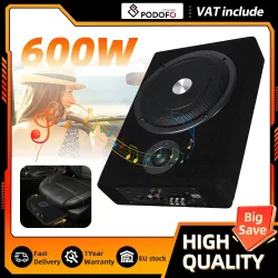 Podofo 8 Zoll 600W Schlanker Unter-Sitz Auto-Subwoofer Aktiver Bass-Audio-Stereo-Verstärker Lautsprecher für Auto-Audiosystem