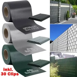 Sichtschutzstreifen für Gartenzaun, 50 m x 19 cm, PVC-Sichtschutzstreifen, Doppelstangenzaun, Gartenzaunstreifen, Rolle, Balkon, Sichtschutz