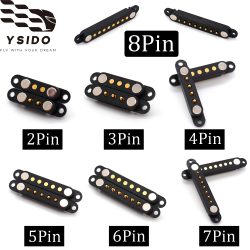 YSIDO 1/3/5 Paar DC Magnetischer Stecker-Buchse-Verbinder 2 3 4 5 6 7 8 Pin mit Ohren Magnetischer Pogo-Pin-Steckverbinder Stromanschluss Kontaktstreifen