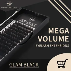 Winky Beauty Custom Your Logo Individuelle Wimpernverlängerung Seidenwimpern Russisches Volumen Klassische Wimpernverlängerungen für Make-up